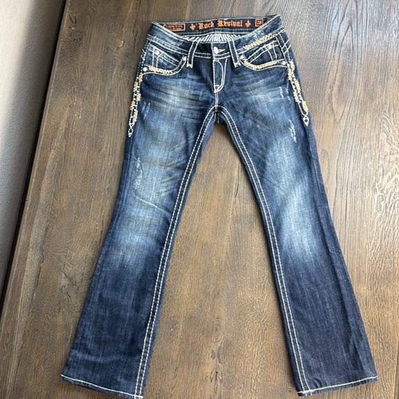 ROCK REVIVAL (BUCKLE)™️ Women's Size 28x32 'AMY RHINESTONE ' Bootcut Jeans - Picture 2 of 16